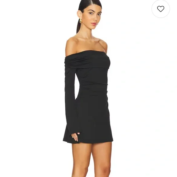 NIA Chic Black Off-Shoulder Long Sleeve Dress - Picture 2 of 6